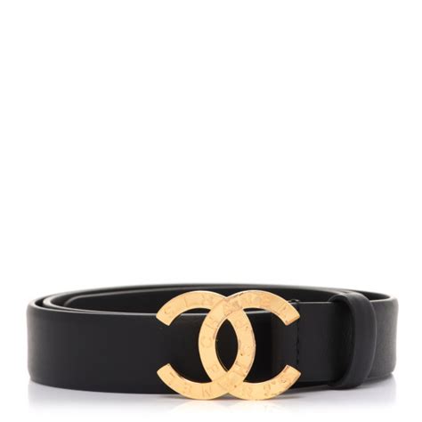 chanel calfskin paris button cc belt 80 32 black|Chanel Calfskin CC Belt 80 32 .